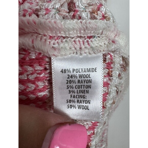 St. John Pink Tweed Jacket Blazer Barbiecore SZ 6 Stretchy - Picture 6 of 8